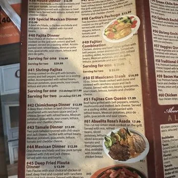 Authentic Mexican restaurant dining setting showcasing the rosa's mexican restaurant menu