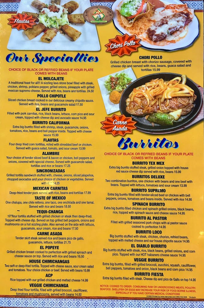 Comprehensive Guide to the tequila mexican restaurant sparta menu