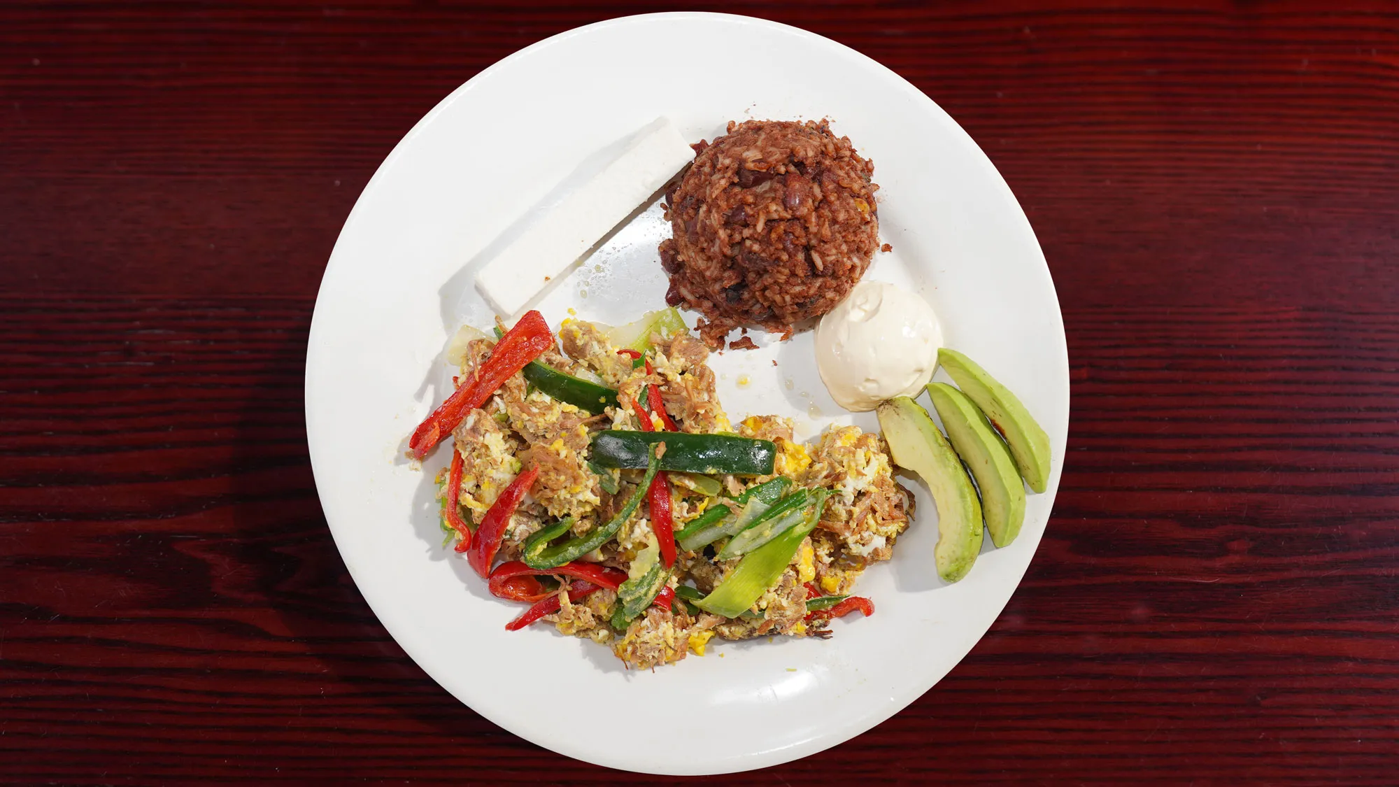 Shredded beef and scrambled eggs, a protein-rich option from the armenia restaurant menu
