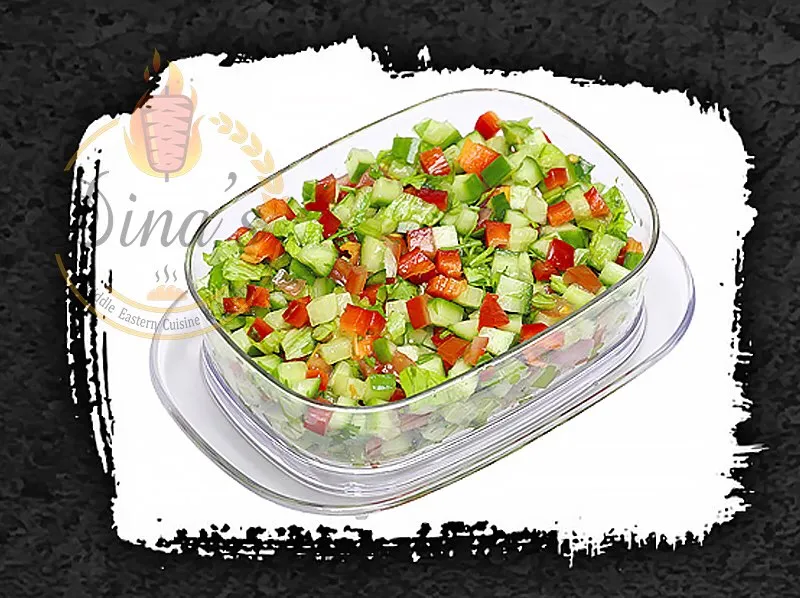 Refreshing Shirazi salad, a traditional Persian side from the dina's restaurant menu