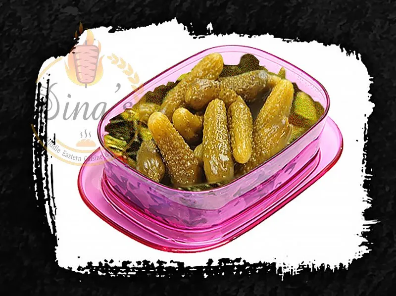 Tangy Persian Pickles, a traditional accompaniment on the dina's restaurant menu