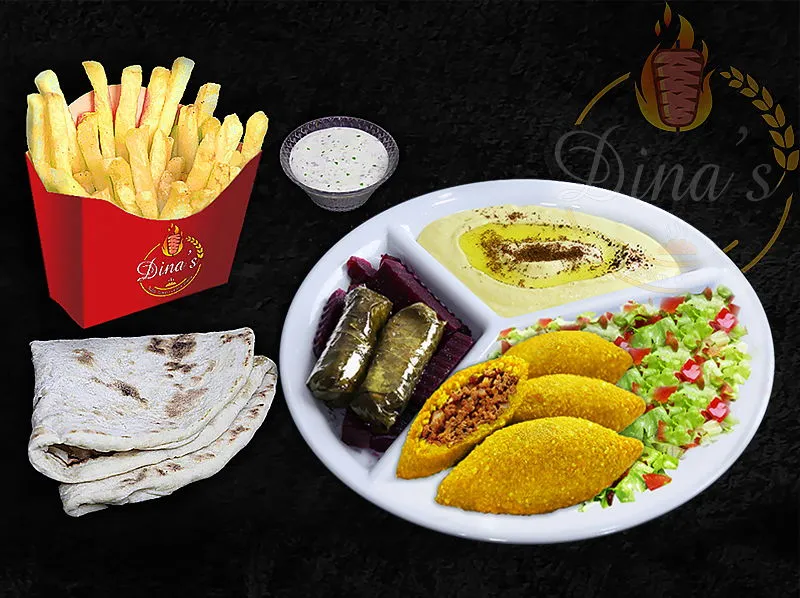Traditional Kebbeh Sham plate, an authentic Iraqi dish from the dina's restaurant menu