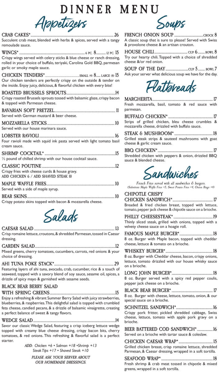 Black Bear Tavern and Restaurant Menu: A Complete Breakdown of Lakeside Dining and Pricing