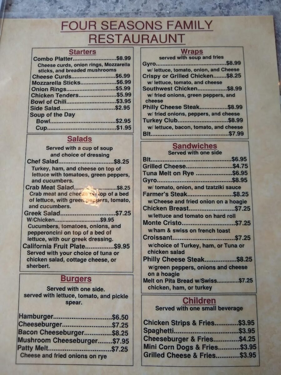 Four Seasons Family Restaurant Manitowoc Menu: A Deep Dive into Homestyle American Comfort Food