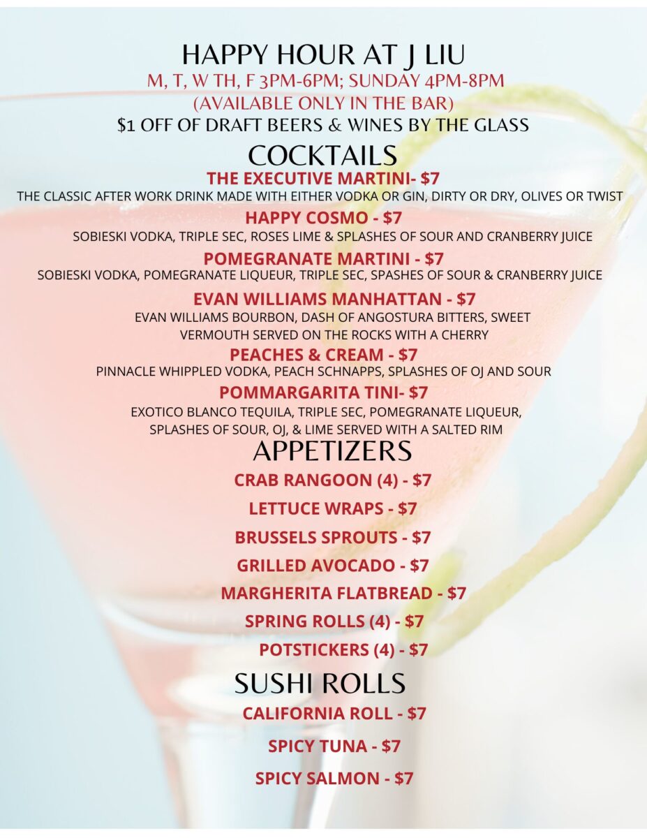 J Liu Restaurant Menu – A Detailed Exploration of Worthington's Premier Asian-Fusion Cuisine