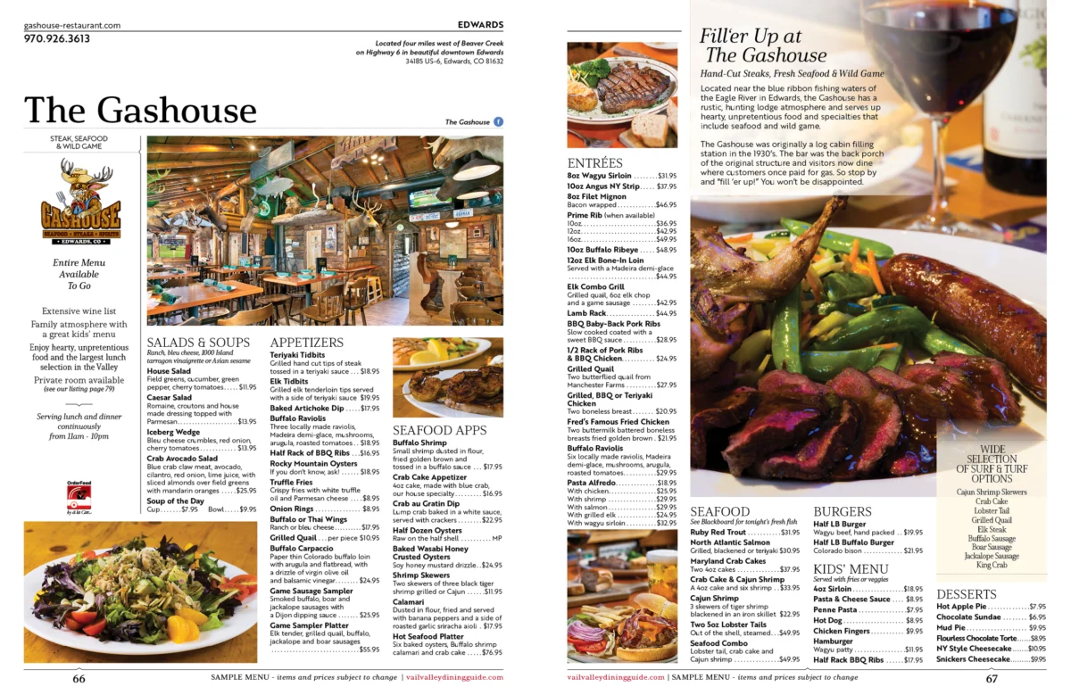 The Gashouse Restaurant Menu: A Comprehensive Guide to Colorado's Iconic Wild Game and Steakhouse Classics