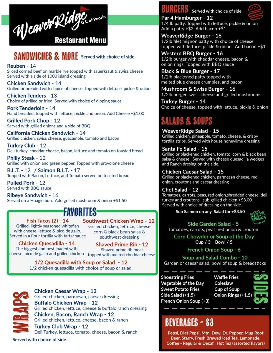 weaver ridge restaurant menu – A Comprehensive Guide to Peoria's Premier Dining Experience