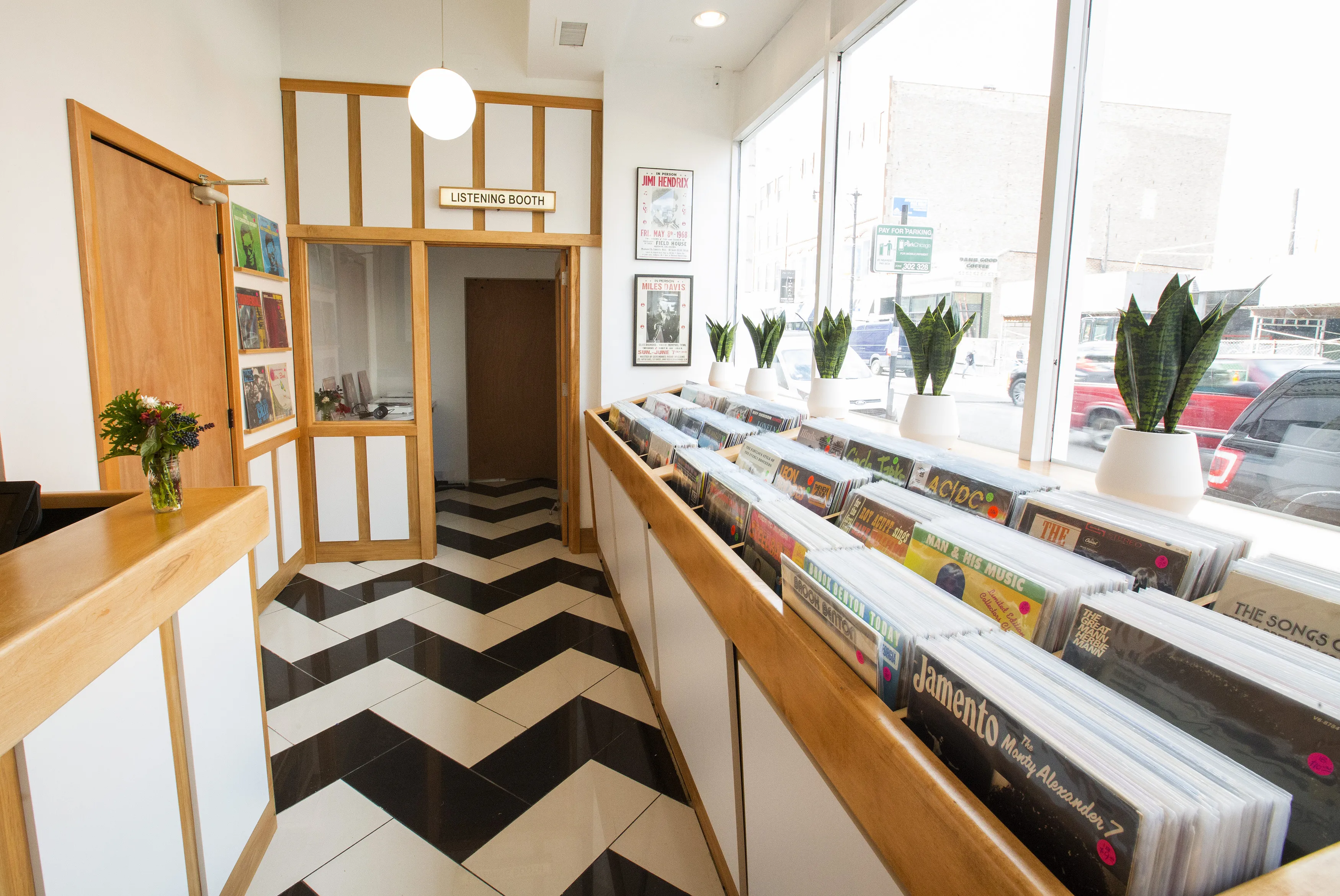 The interior entrance to Dorian’s, leading guests through the functioning mini record store and listening stations