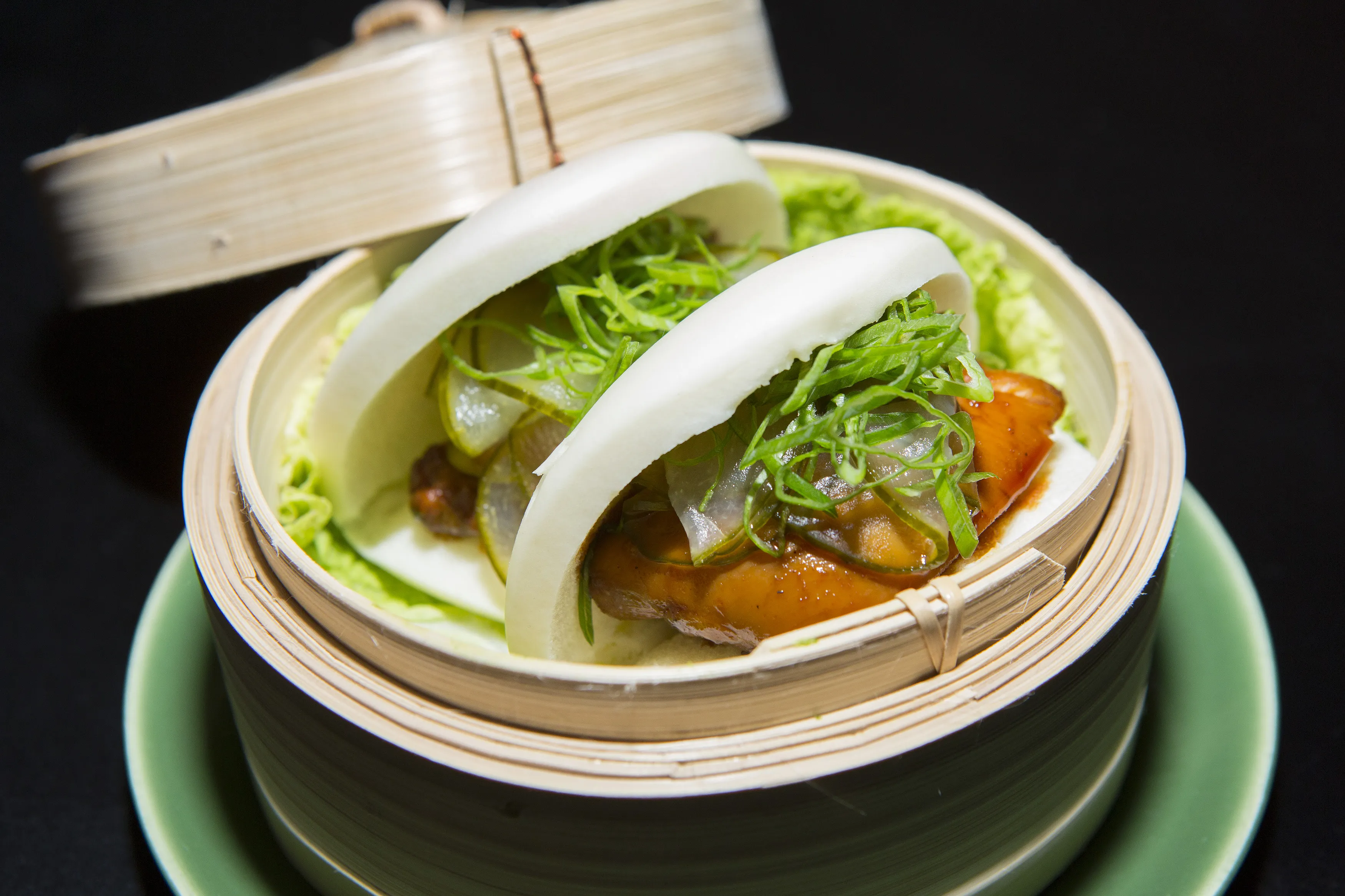 The Chicken bao from the Dorian's Asian-inspired small plates menu, emphasizing the high-quality, shareable culinary offerings