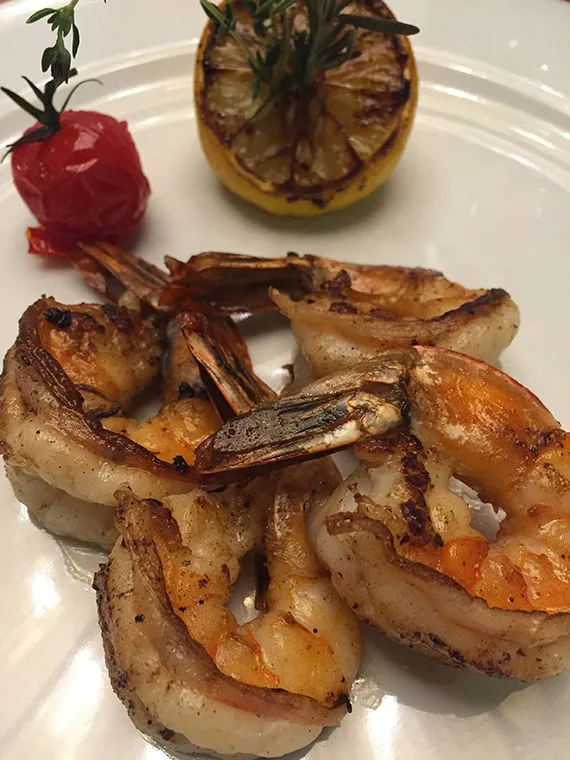 Grilled jumbo shrimp, a highlight of the allintitle:compass rose restaurant menu.