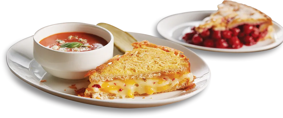 Duo Combo featuring half grilled cheese and soup or salad