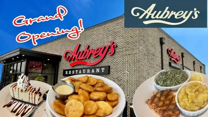 A detailed close-up shot of a prepared dish from the aubrey restaurant menu prices, possibly featuring a steak or seafood item, highlighting the quality of the presentation.