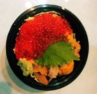Sea urchins and salmon roe rice bowl (Uni &amp; Ikura Don) from the shiki japanese restaurant menu