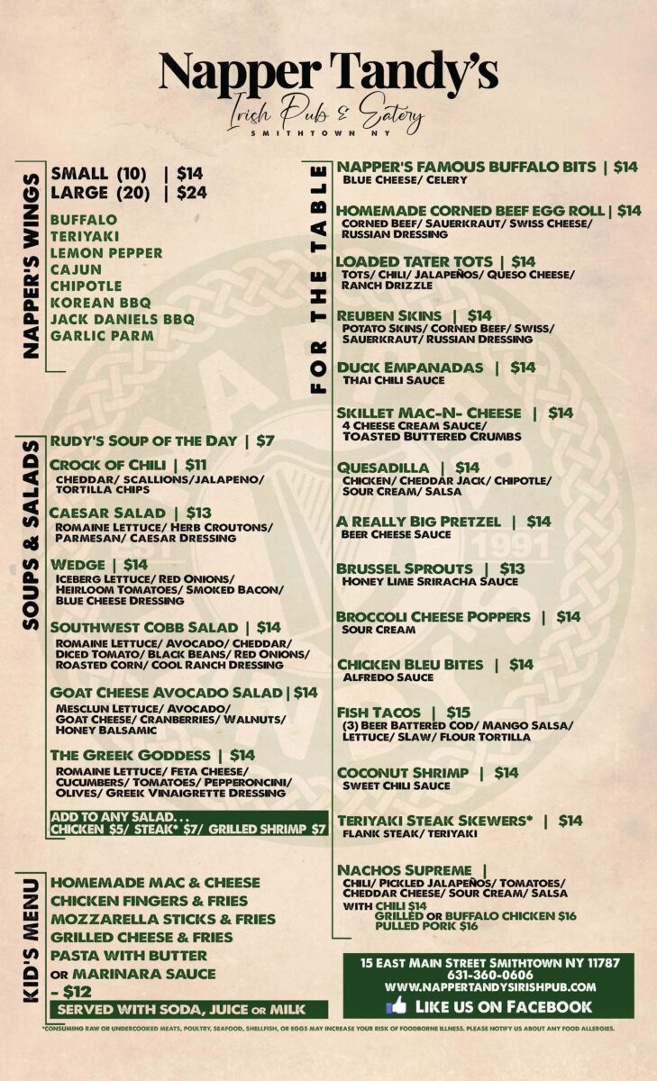 napper tandy's public house and restaurant menu: A Detailed Review of Irish-American Gastronomy