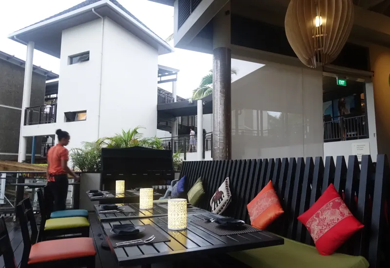 Restaurant seating at Chantara Thai, Radisson Blu Fiji Denarau Island, offering a refined allintitle:fiji restaurant menu experience
