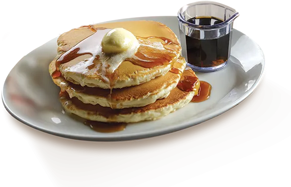 Fluffy Buttermilk Pancake Combo served with eggs and meat