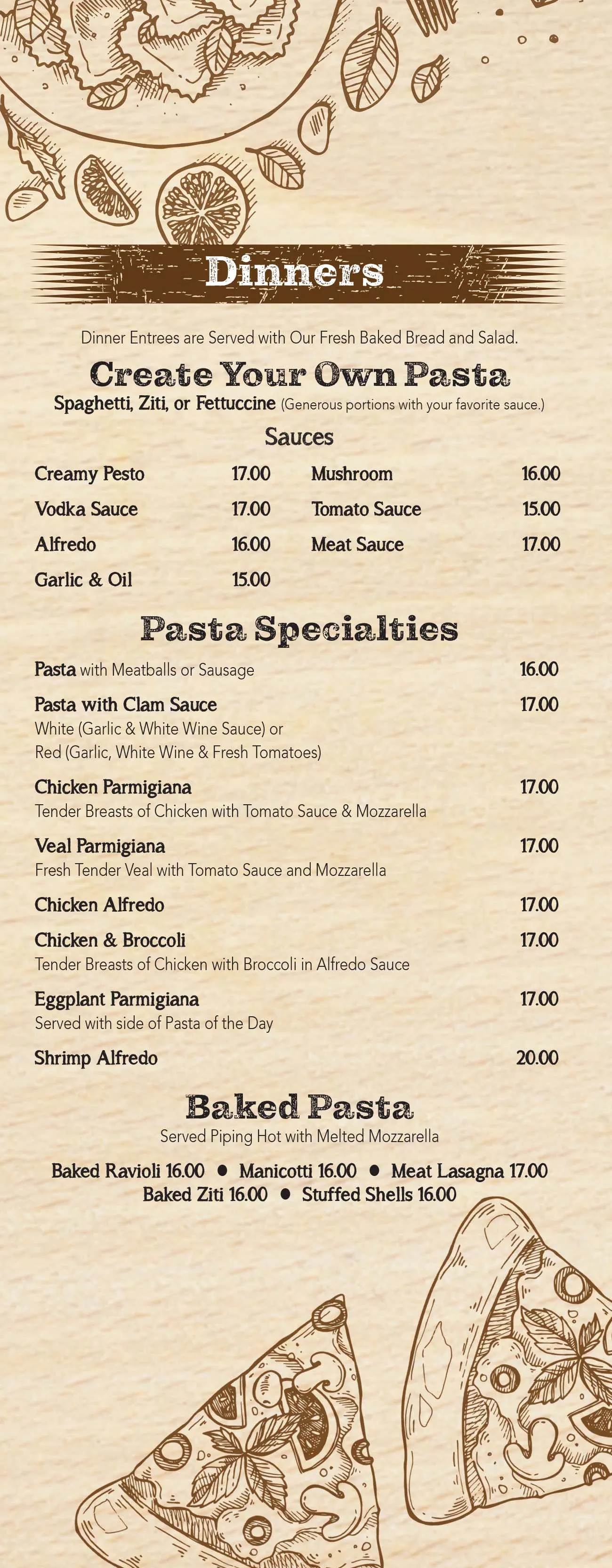 Freshly prepared pasta dishes ready to be served at Italian Delight Family Restaurant