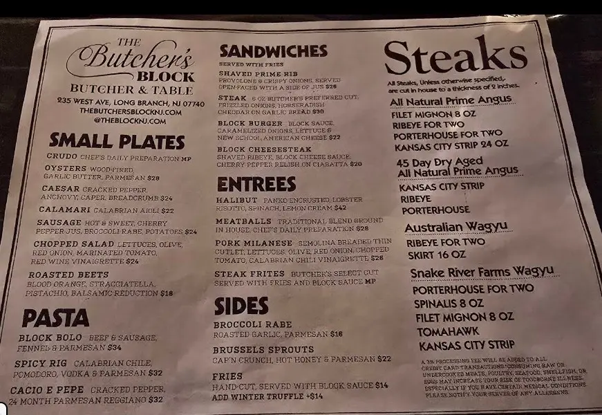 The Butcher Block Restaurant Menu: A Deep Dive into the Jersey Shore's Seasonal Steakhouse Offerings