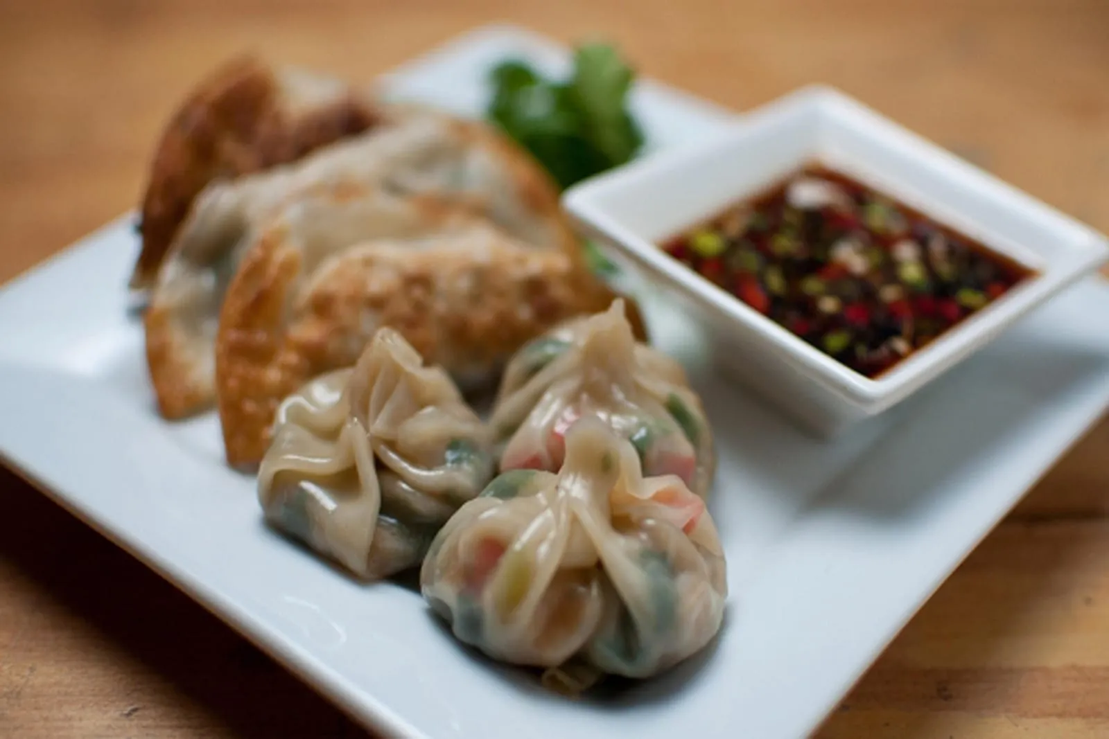 Steamed vegan vegetable dumplings for a safe appetizer choice