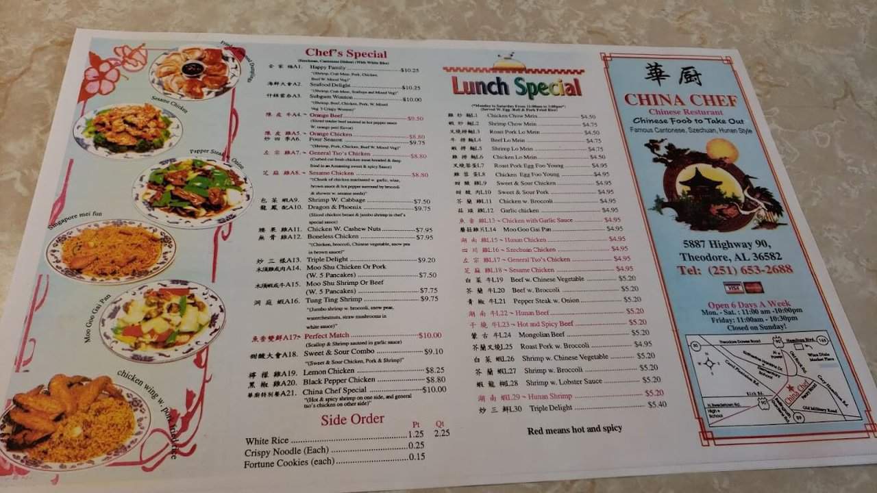 The Definitive Guide to china chef restaurant theodore menu and Current Pricing Analysis