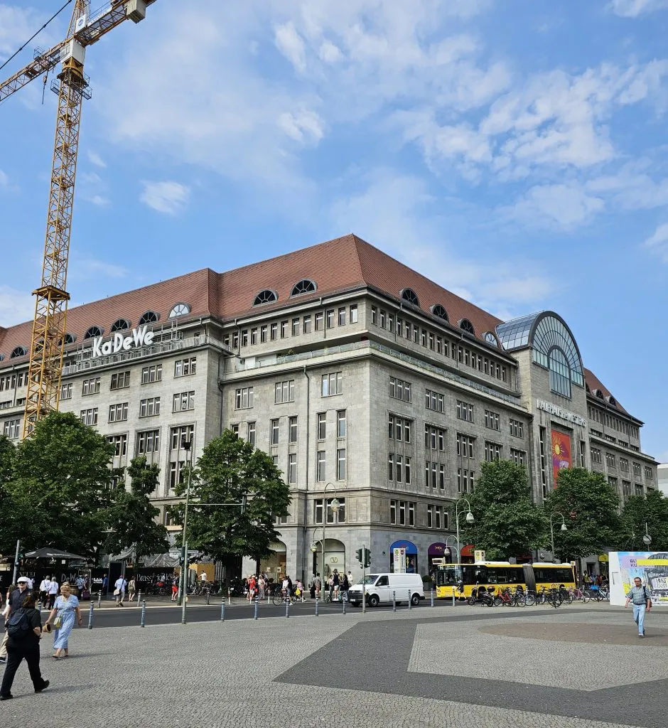 The entrance and exterior of KaDeWe, a famous German department store with a magnificent food floor