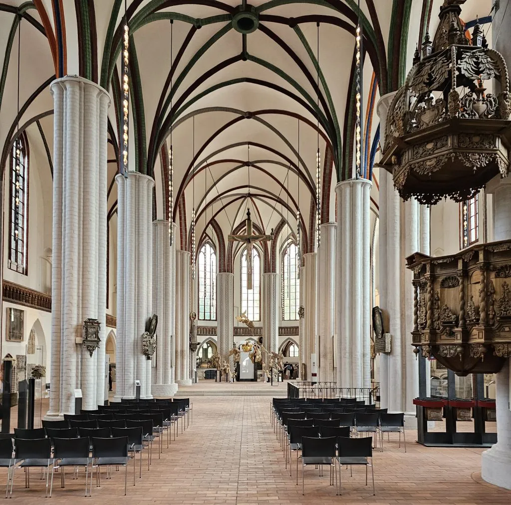 An interior view of St Nicholas Church, which now functions as a museum charting its 800-year history