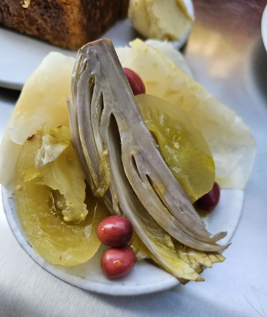 The starter of delicately pickled vegetables, demonstrating the restaurant's focus on fermentation
