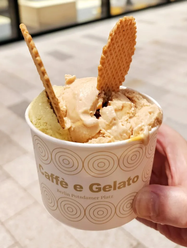 A serving of ice cream from Caffe e Gelato in Potsdamer Platz, a post-dinner treat
