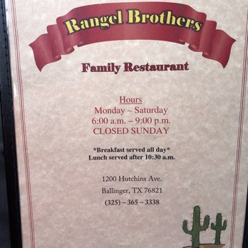 rangel brothers family restaurant ballinger menu: The Definitive Guide to Ballinger's Comfort Food Cornerstone
