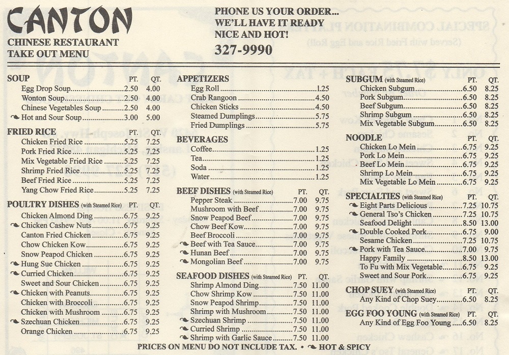 Menu for Canton Chinese Restaurant: A Comprehensive Guide to New Bern's Cantonese Gem