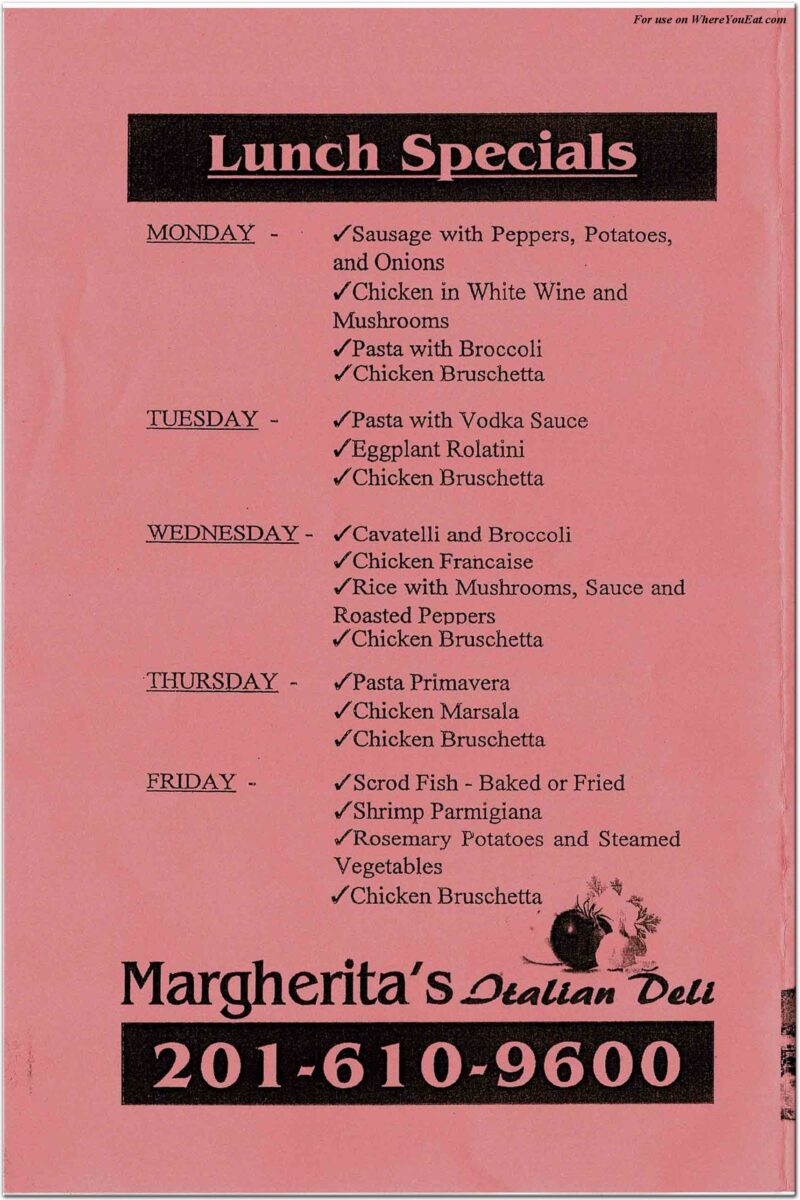 A Comprehensive Breakdown of the margherita's italian restaurant menu