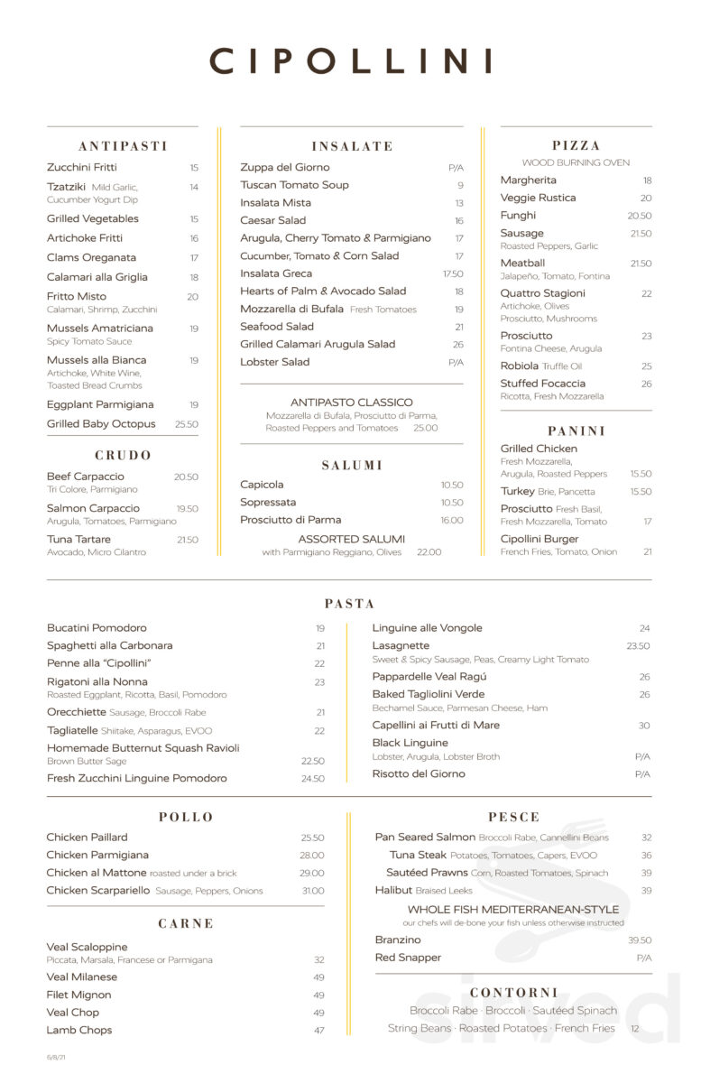 In-Depth Analysis of the cipollini restaurant manhasset menu: Elevated Northern Italian Dining
