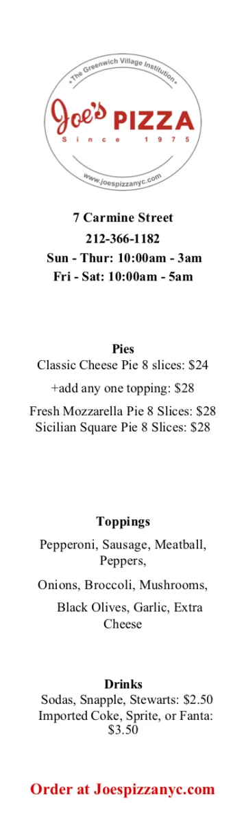 The Definitive Guide to joe's pizza and restaurant menu and its Culinary Tradition