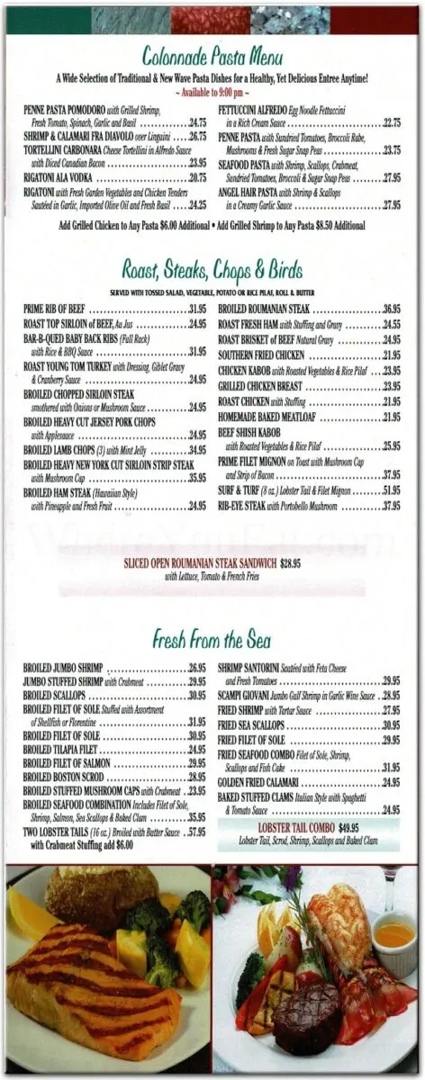 colonnade restaurant menu: A Comprehensive Review of Pricing, Specialties, and Full Offerings