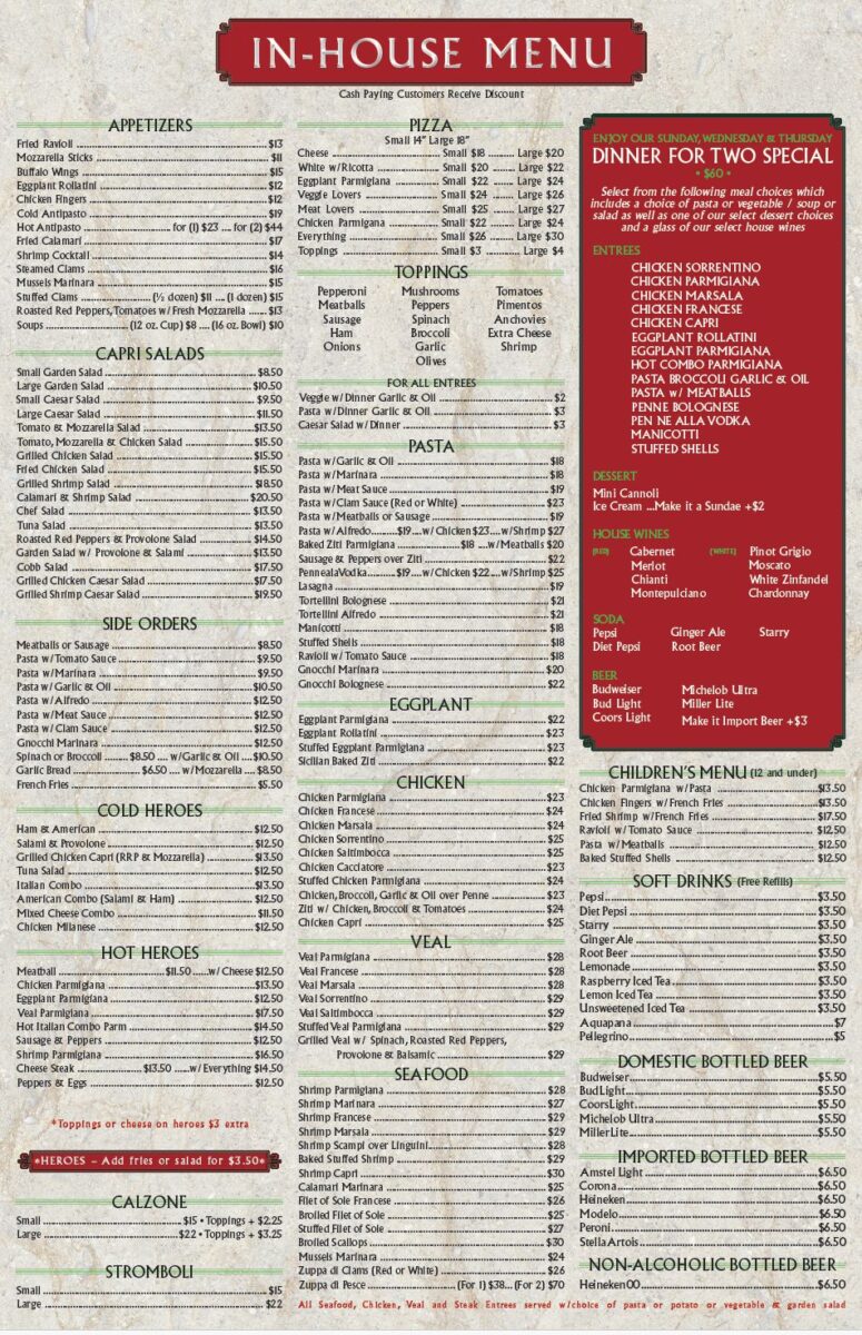menu capri restaurant: A Comprehensive Guide to Indianapolis' Premier Italian Dining Selection