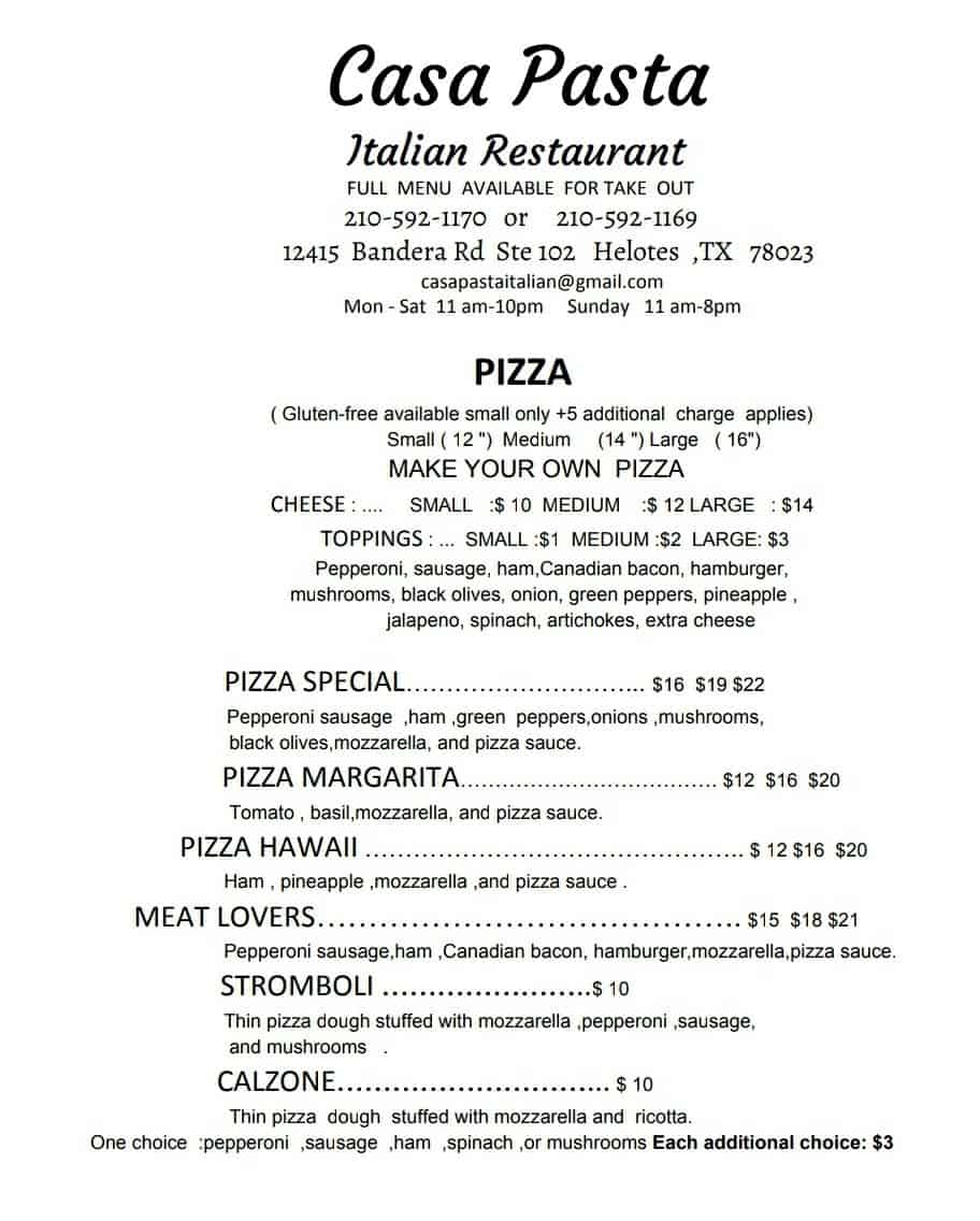 Mastering the Culinary Landscape: casa pasta italian restaurant menu Guide