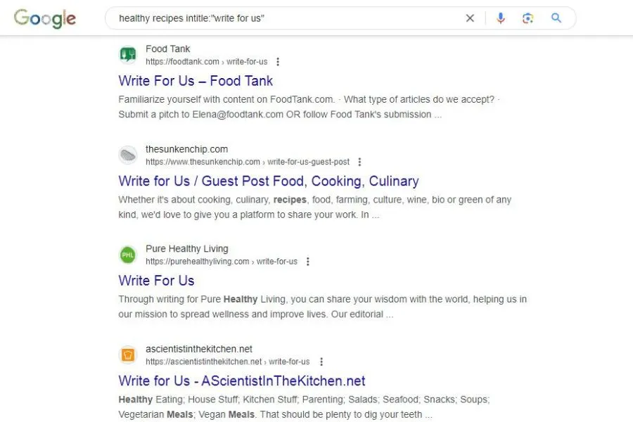 Guest post opportunities for a healthy recipe website to promote the restaurant.