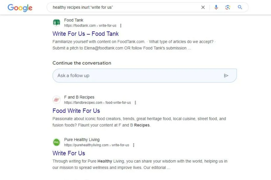 Using inurl: and intitle: to find blogs accepting restaurant guest posts.