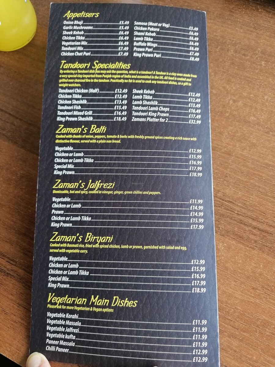 zaman's restaurant menu — A Comprehensive Guide to Newquay's Award-Winning Indian Cuisine