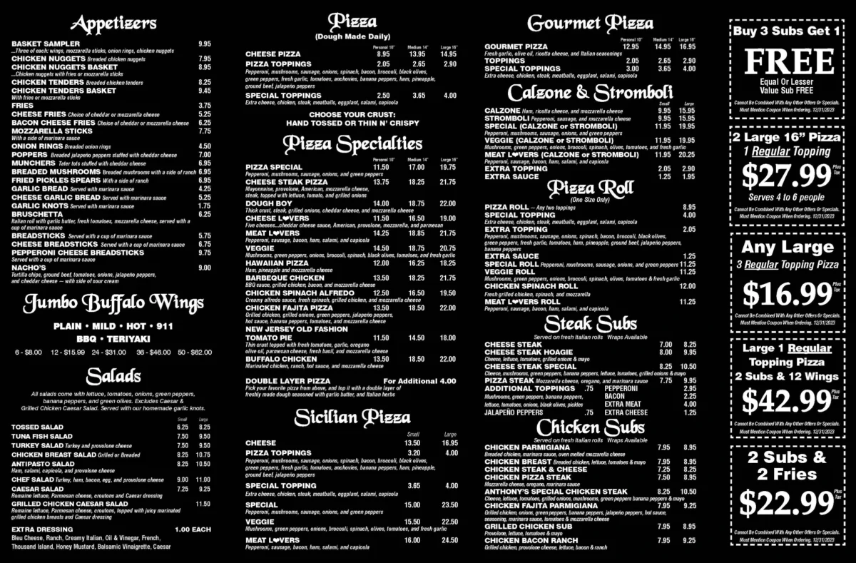 anthony's restaurant & pizzeria menu: An In-Depth Culinary Analysis of Enfield's Italian Mainstay