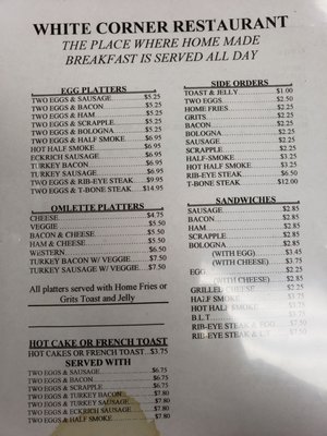 white corner restaurant menu: A Deep Dive into Capitol Heights' Classic Diner Offerings
