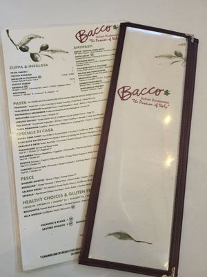 Exploring the Authenticity of the bacco italian restaurant menu