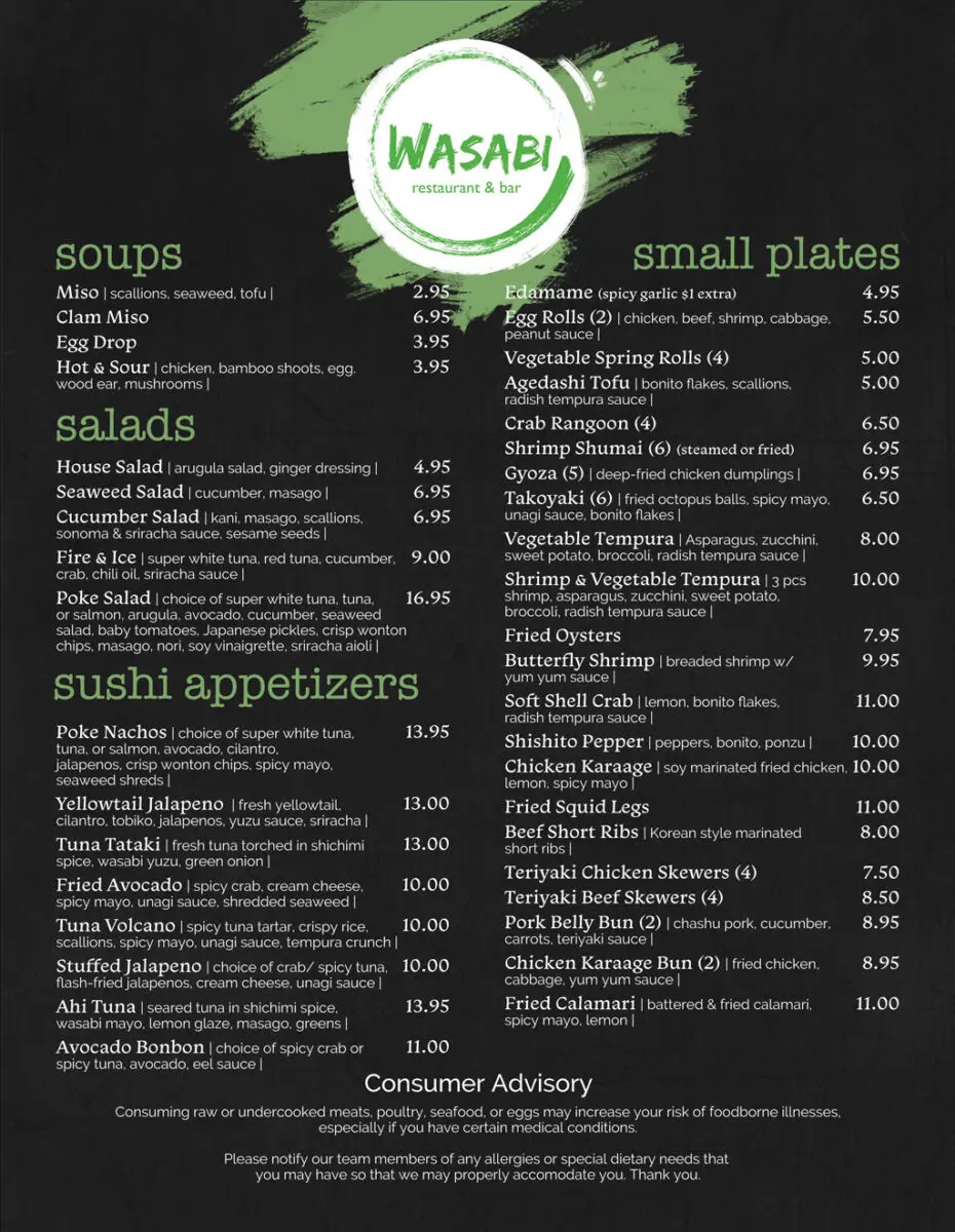 wasabi restaurant menu: A Comprehensive Guide to Japanese and Chinese Offerings
