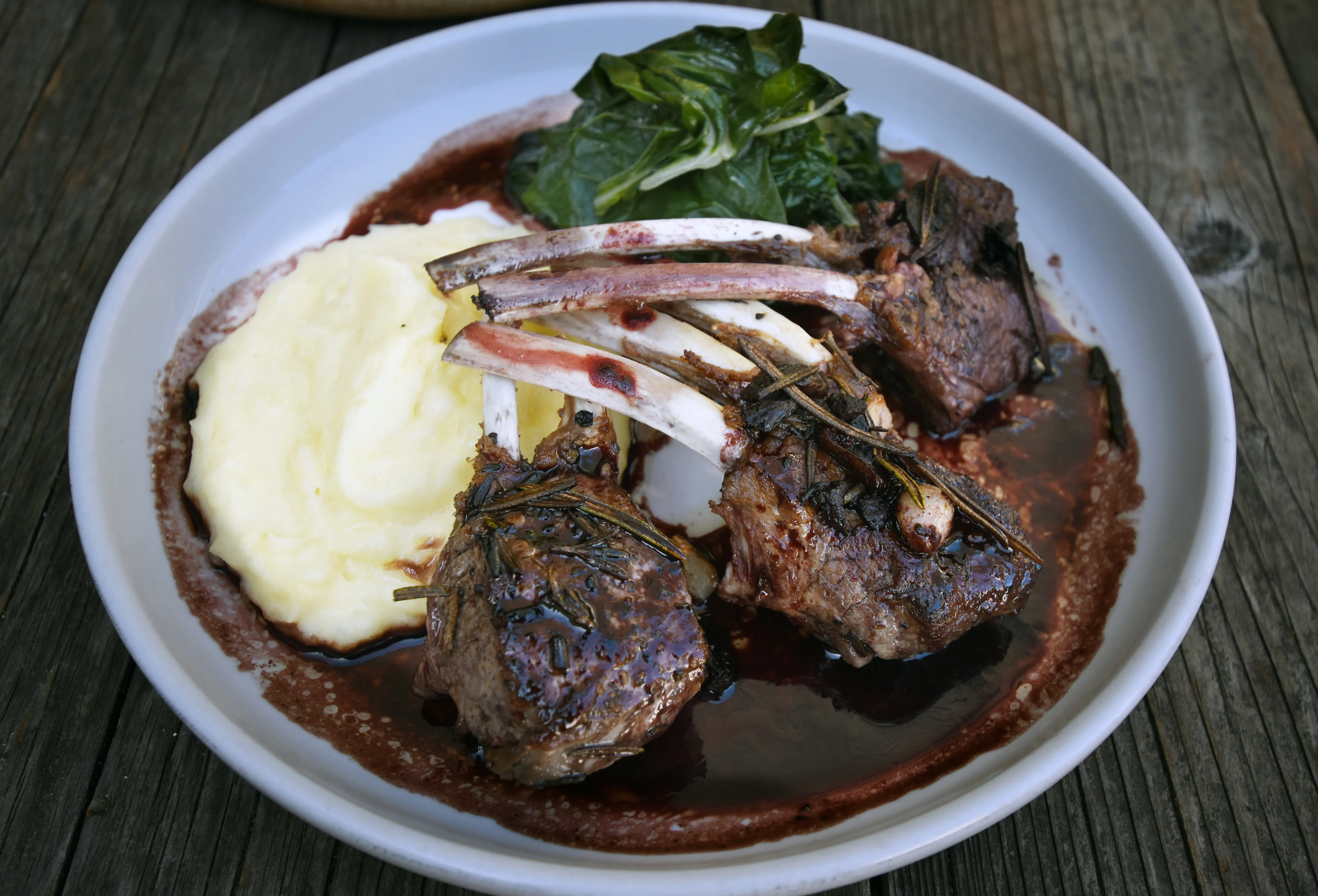 Rack of lamb with port reduction sauce, a high-end option on the jazzy restaurant menu