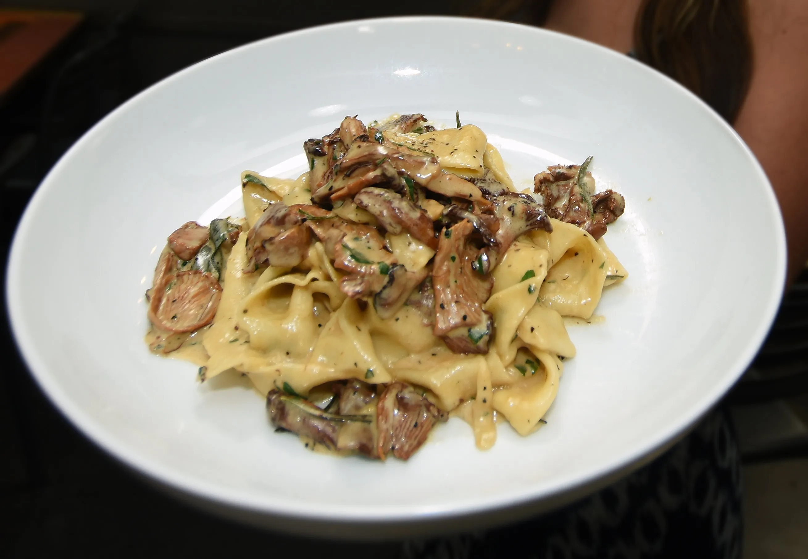 Pappardelle della casa, a signature pasta dish from a jazzy restaurant menu in Sausalito