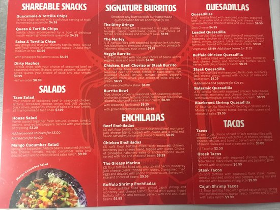gringo restaurant menu: A Detailed Analysis of The Dirty Gringo's 'Fresh Mex with Style' Offerings