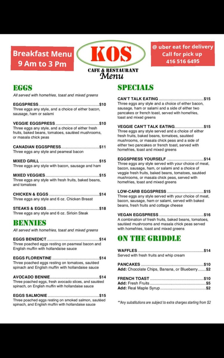 kos restaurant menu: A Comprehensive Deep Dive into Toronto's All-Day Dining Options