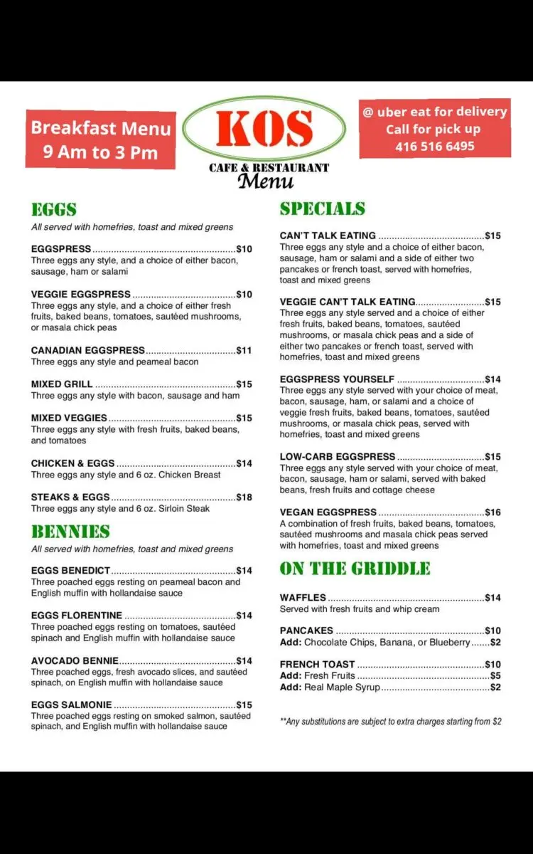 kos restaurant menu: A Comprehensive Deep Dive into Toronto's All-Day Dining Options