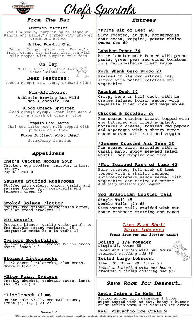 jim barbarie's restaurant danbury menu: A Comprehensive Guide to Steaks, Seafood, and Nutritional Insights